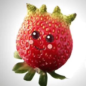 The Strawberry with a Crown, smiling